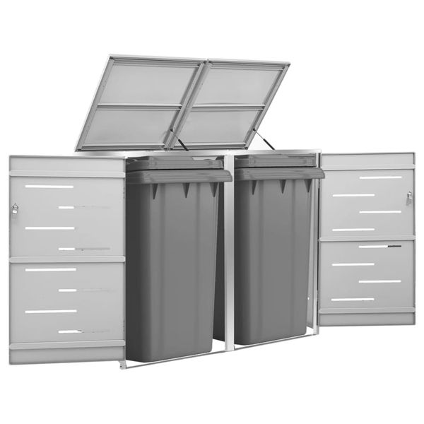 vidaXL Ohrada na 2 odpadkové koše 138x77,5x112,5 cm nehrdzavejúca oceľ