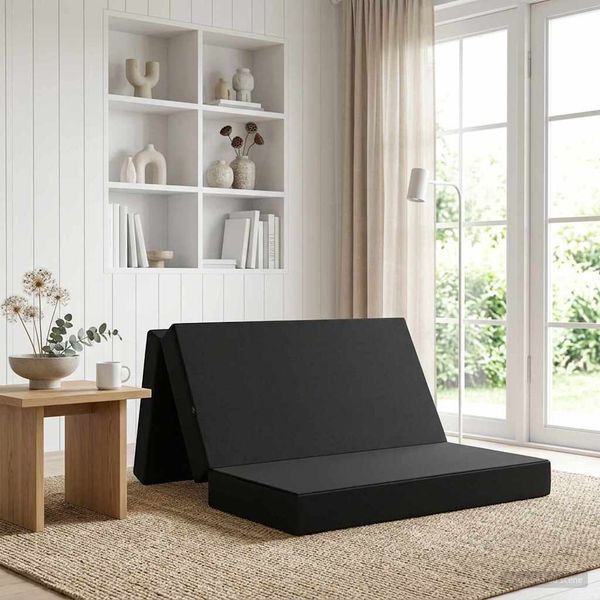 vidaXL Skladacia pohovka na spaní 120 x 67 x 45 cm Čierna