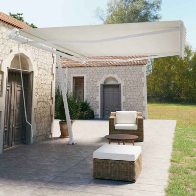 vidaXL Samostatne stojaca ručne zaťahovacia markíza 450x350 cm krémová