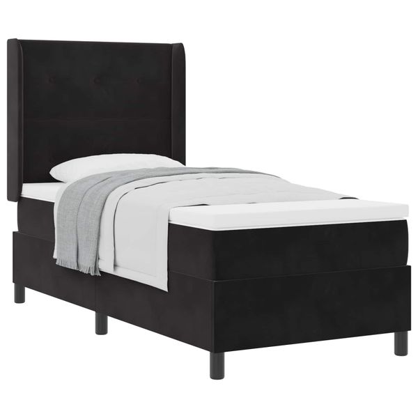 vidaXL Posteľ s pružinovým rámom Čierna 90 x 190 cm Zamat