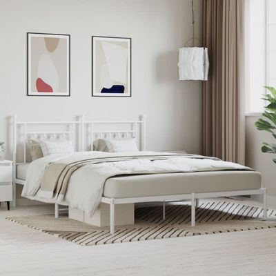 vidaXL Kovový rám postele s čelom biely 160x200 cm