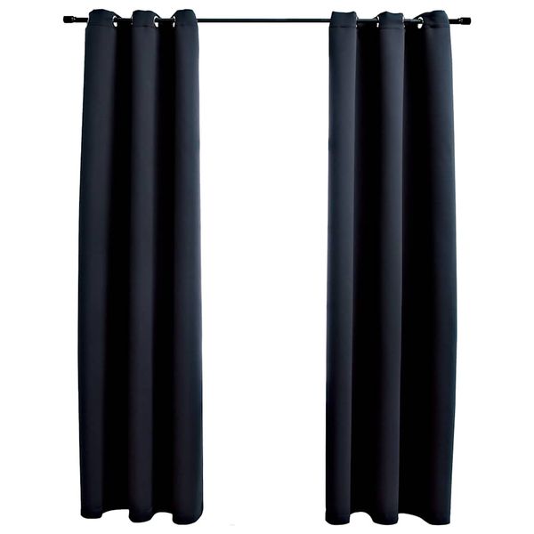 vidaXL Zatemňovacie závesy s krúžkami, 2 ks, čierne, 97x213 cm, látkové