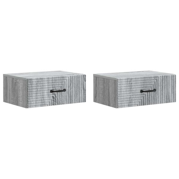 vidaXL Nástenná nočná skrinka 2 pcs Sivá sonoma 49 x 34,5 x 20 cm