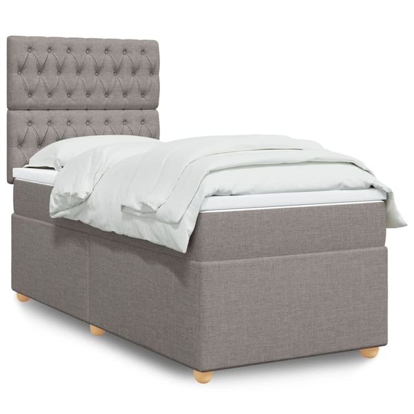 vidaXL Posteľný rám boxsping s matracom sivohnedý 80x200 cm látka