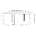 vidaXL Altánok s dvojitou strieškou 3x6 m, biely