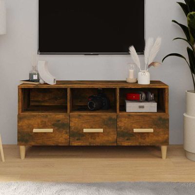 vidaXL TV skrinka dymový dub 102x36x50 cm spracované drevo