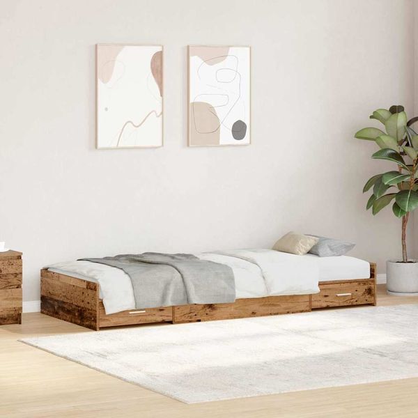 vidaXL Rám postele Staré drevo 90 x 200 cm Kompozitné drevo