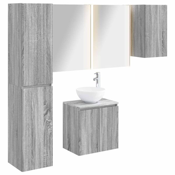 vidaXL Set kabinetov do kúpeľne 5 pcs Sivý Sonoma 53 x 15,5 x 70 cm