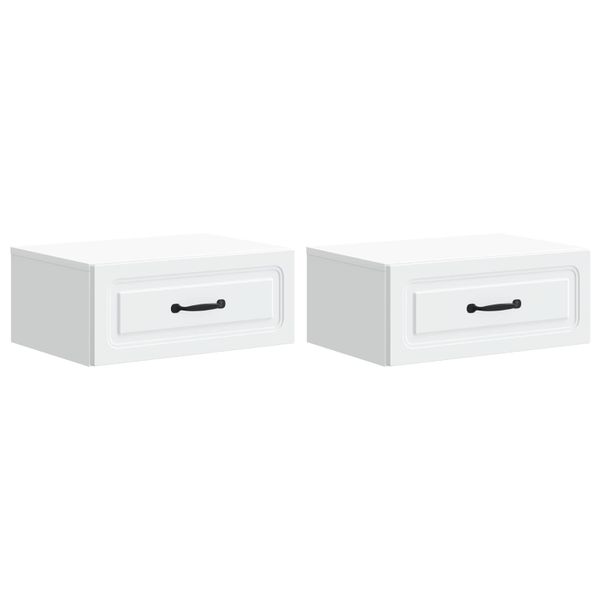 vidaXL Nástenná nočná skrinka Nástenný 2 pcs Biela 49 x 34,5 x 20 cm