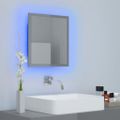 vidaXL Kúpeľňové zrkadlo s LED, lesklé sivé 40x8,5x37cm, akryl