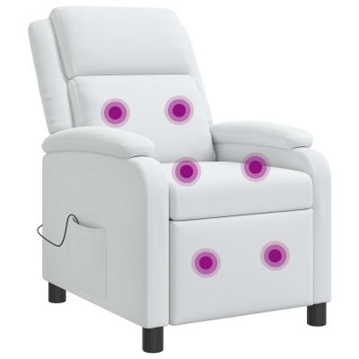 vidaXL Masážne relaxačné kreslo Biela Látka