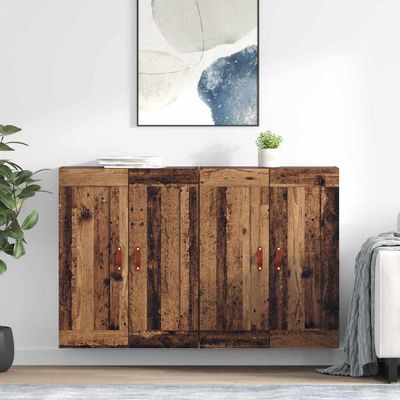 vidaXL Závesná skrinka Nástenný 2 pcs Staré drevo 69,5 x 34 x 90 cm