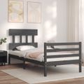 vidaXL Rám postele s čelom sivý 100x200 cm masívne drevo