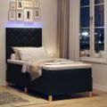 vidaXL LED box s pružinami s čelnou doskou Čierna 100 x 200 cm látka