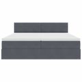 vidaXL LED úložná posteľ s matracom Tmavosivá 200 x 200 cm Zamat