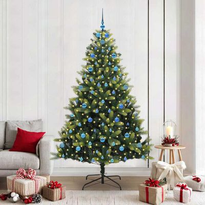 vidaXL Umelý skladací vianočný stromček 300 LED diód Zelená 210 cm