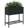 vidaXL Záhradné kvetináče s policou 2ks čierne 70x28x70 cm polyratan