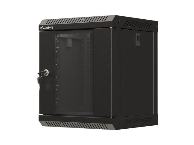 LANBERG RACKOVÁ SKRIŇA 10'' PRO MONTÁŽ NA STENU 6U/300X300 (FLAT PACK) S PROSKLENÝMI DVERMI ČIERNA