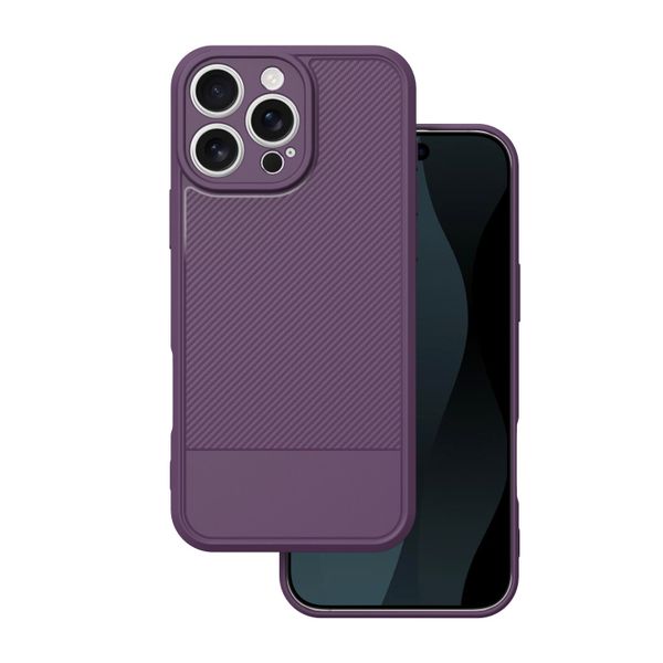 Jednoduché Carbon puzdro pre iPhone 16 Pro Max 6,9" fialové
