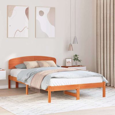 vidaXL Rám postele Včelí hnedý 135 x 190 cm Masívne borovicové drevo
