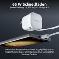 INTENSO W65ACIC GaN, USB-A/C, Nabíjačka, 65W, biel