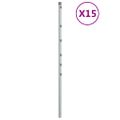 vidaXL Plotové stĺpiky 15 ks strieborné 120 cm pozinkovaná oceľ
