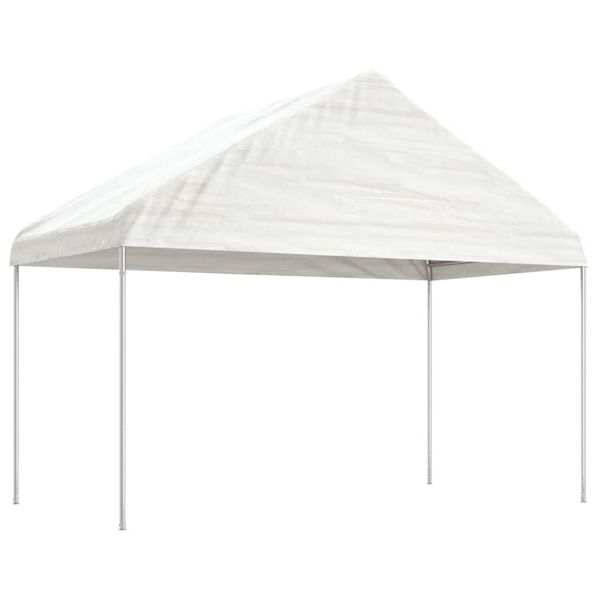 vidaXL Altánok so strechou, biely 4,08x2,23x3,22 m, polyetylén