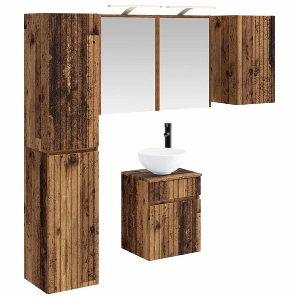 vidaXL Set kabinetov do kúpeľne 5 pcs Staré drevo 43 x 16 x 62,5 cm