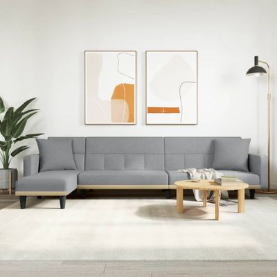 vidaXL Pohovka v tvare L bledosivá 275x140x70 cm látka
