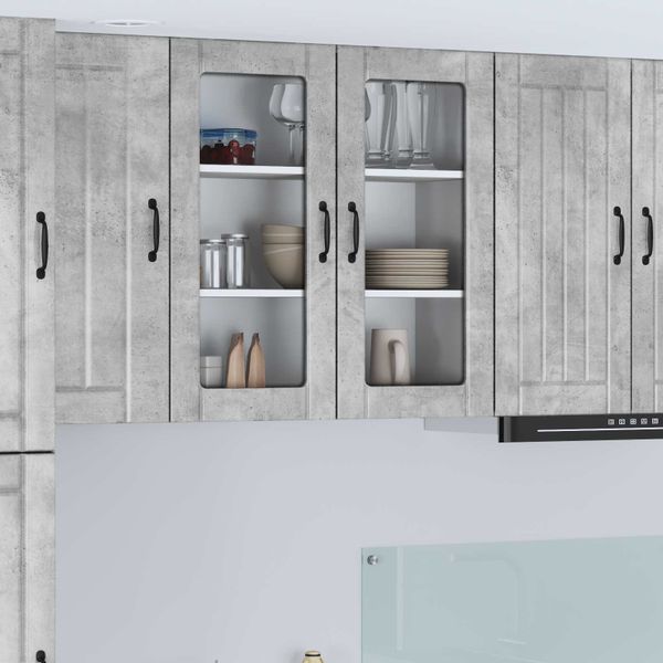 vidaXL Nástenný sklenený kabinet LUCCA Betónovo sivá 80 x 31 x 80 cm