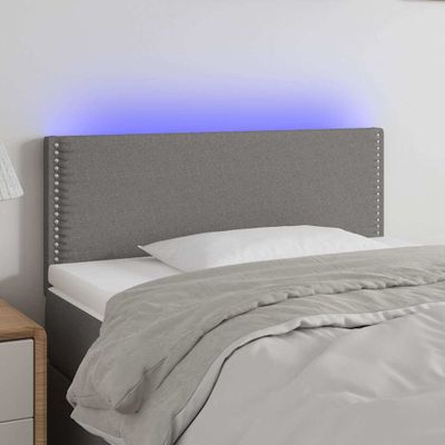 vidaXL Čelo postele s LED tmavosivé 100x5x78/88 cm látka