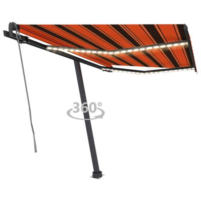 vidaXL Automatická markíza LED senzor vetra 350x250 cm oranžovo-hnedá