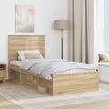 vidaXL Rám postele Sonoma dub 90 x 190 cm Masívne borovicové drevo