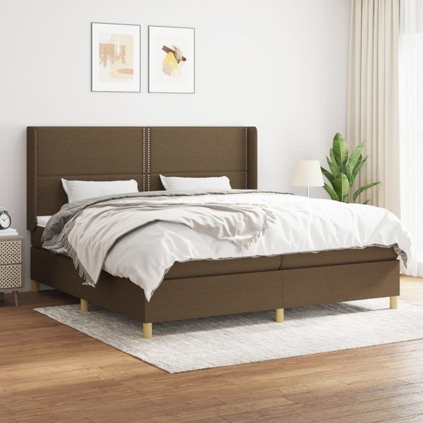 vidaXL Boxspring posteľ s matracom tmavohnedá 200x200 cm látka