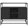 vidaXL Komoda so sklenenou doskou čierna 98x35x81 cm kompozitné drevo