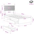 vidaXL Posteľový rám s úložným priestorom a čelom Čierna 75 x 190 cm