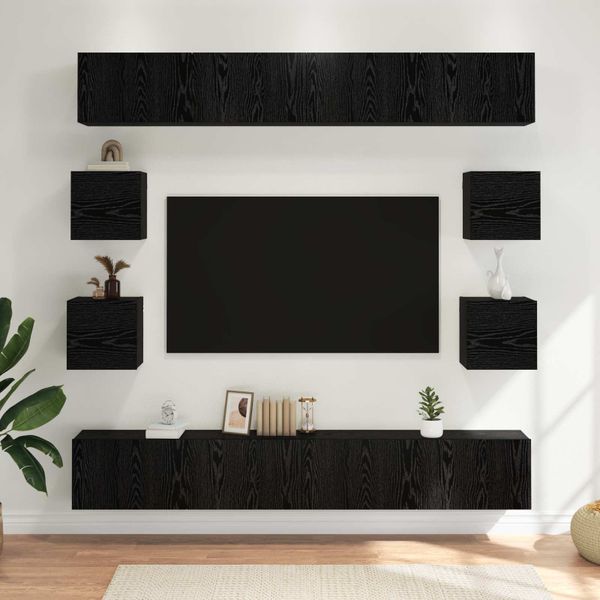 vidaXL Zostava TV skriniek 8 pcs 100 x 30 x 30 cm Čierny dub