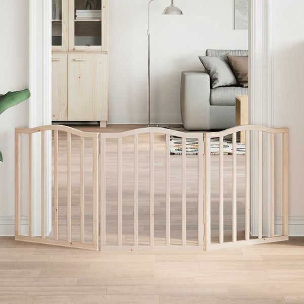 vidaXL Brána pre psa skladacia 3 panely 150 cm topoľové drevo