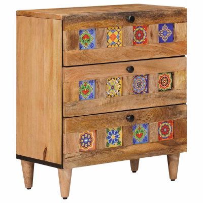 vidaXL Nočný stolík Prírodná 50 x 33 x 62 cm Masívne mango drevo