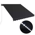 vidaXL Ručne zaťahovacia markíza s LED antracitová 300x250 cm
