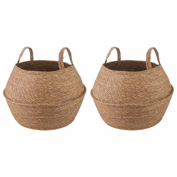 vidaXL Kvetináč s uchami 2 pcs Prírodná Ø 45 x 36 cm 100% Morská tráva