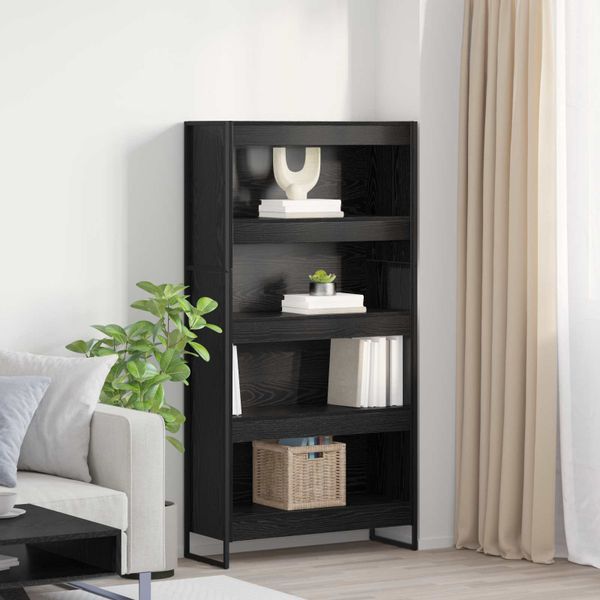 vidaXL Knižnica 2 pcs Čierny dub 80 x 30 x 155 cm Kompozitné drevo