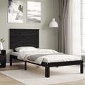vidaXL Posteľný rám s čelom čierny 90x200 cm masívne drevo