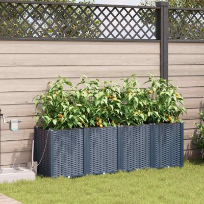 vidaXL Záhradný kvetináč 4 pcs Biely 160 x 40 x 52 cm Plast