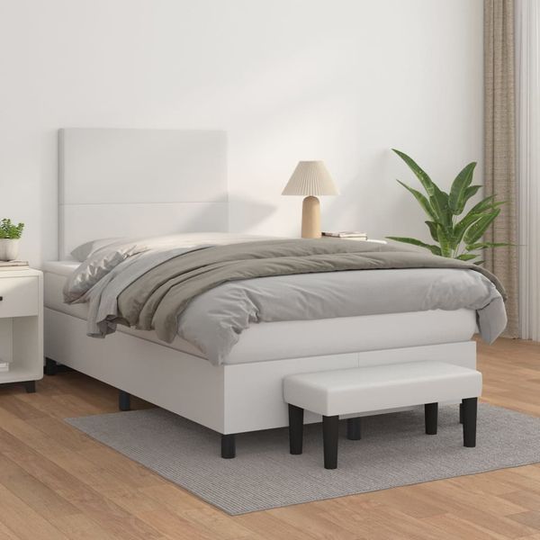 vidaXL Boxspring posteľ s matracom biela 120x200 cm umelá koža