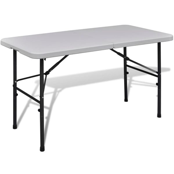 vidaXL Skladací záhradný stôl 122 cm, HDPE, biely