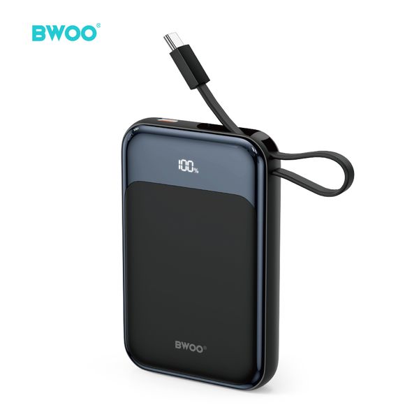 BWOO PD 20W 10000 mAh Power Bank s USB-C káblom a displejom P80 čierna