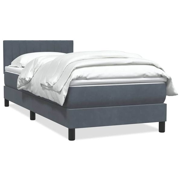 vidaXL Posteľný rám boxspring s matracom tmavosivý 90x220 cm zamat