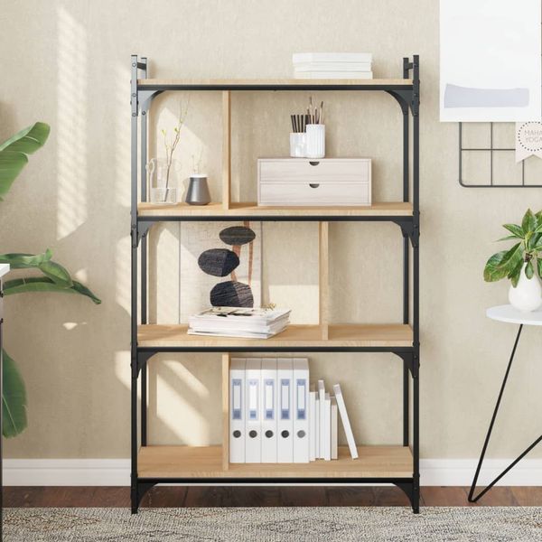 vidaXL Knižnica 3-poschodová dub sonoma 76x32x123 cm kompozitné drevo