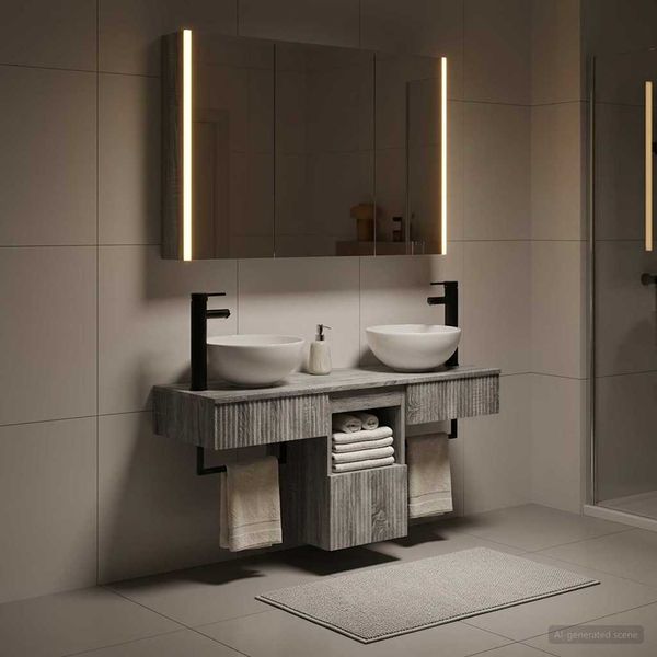 vidaXL Set kabinetov do kúpeľne 4 pcs Sivý Sonoma 103,5 x 15,5 x 70 cm